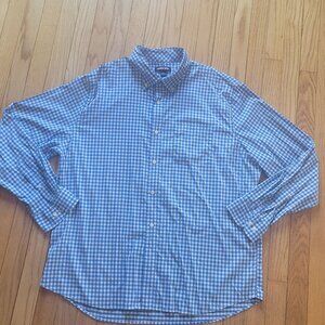 Lands End Mens XL Traditional Fit Blue Gingham Button-Down Shirt 17-17.5 Long Sl
